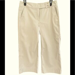 Nautica tan cotton blend crop pants with button adjustment on legs, size 6